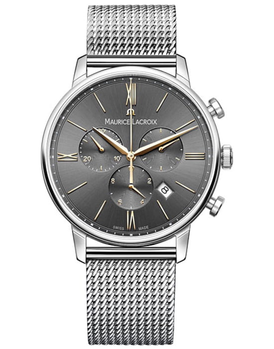 Maurice Lacroix Maurice Lacroix Eliros Chronograph EL1098-SS002-311-1  EL1098-SS002-311-1 кварцевые мужские часы серый циферблат, браслет нержавеющая сталь — вид спереди