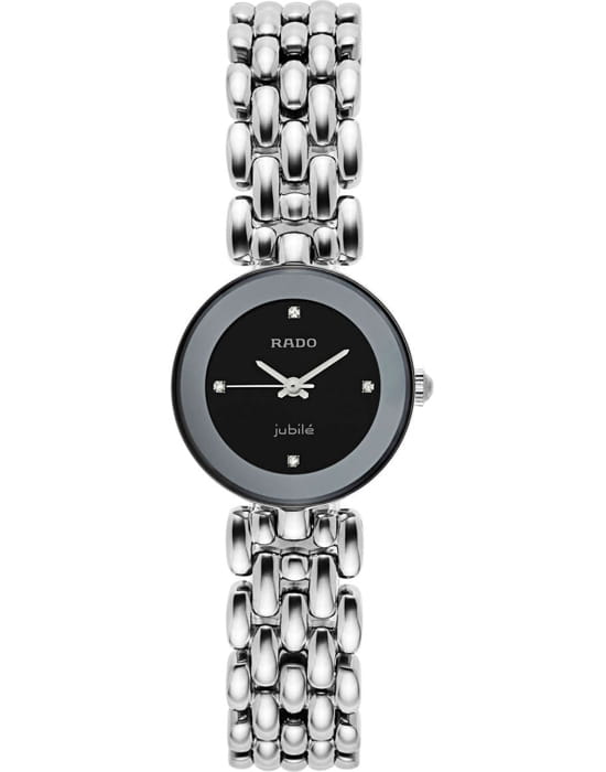 Rado Rado Florence Rondo R48744723  R48744723 кварцевые женские часы черный циферблат, браслет нержавеющая сталь — вид спереди