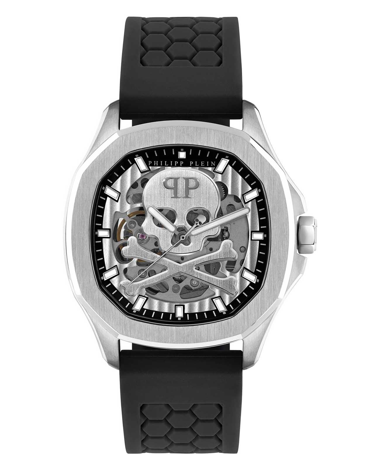 Philipp Plein Philipp Plein The Skeleton PWRAA1023  PWRAA1023 механические мужские часы  циферблат, браслет силикон — вид спереди