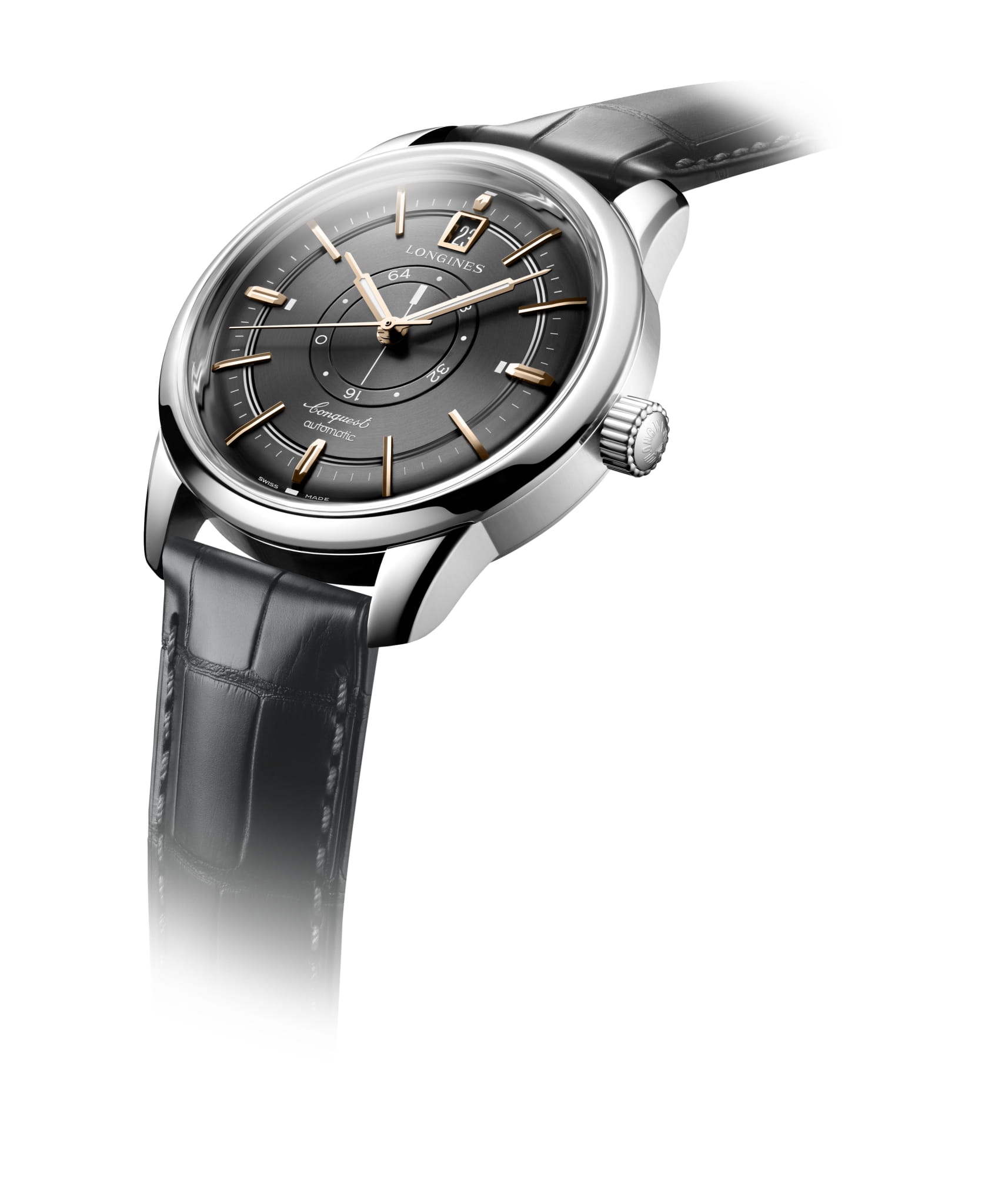 Longines Longines Heritage L1.648.4.62.2 механические мужские часы часы крупный план черный циферблата