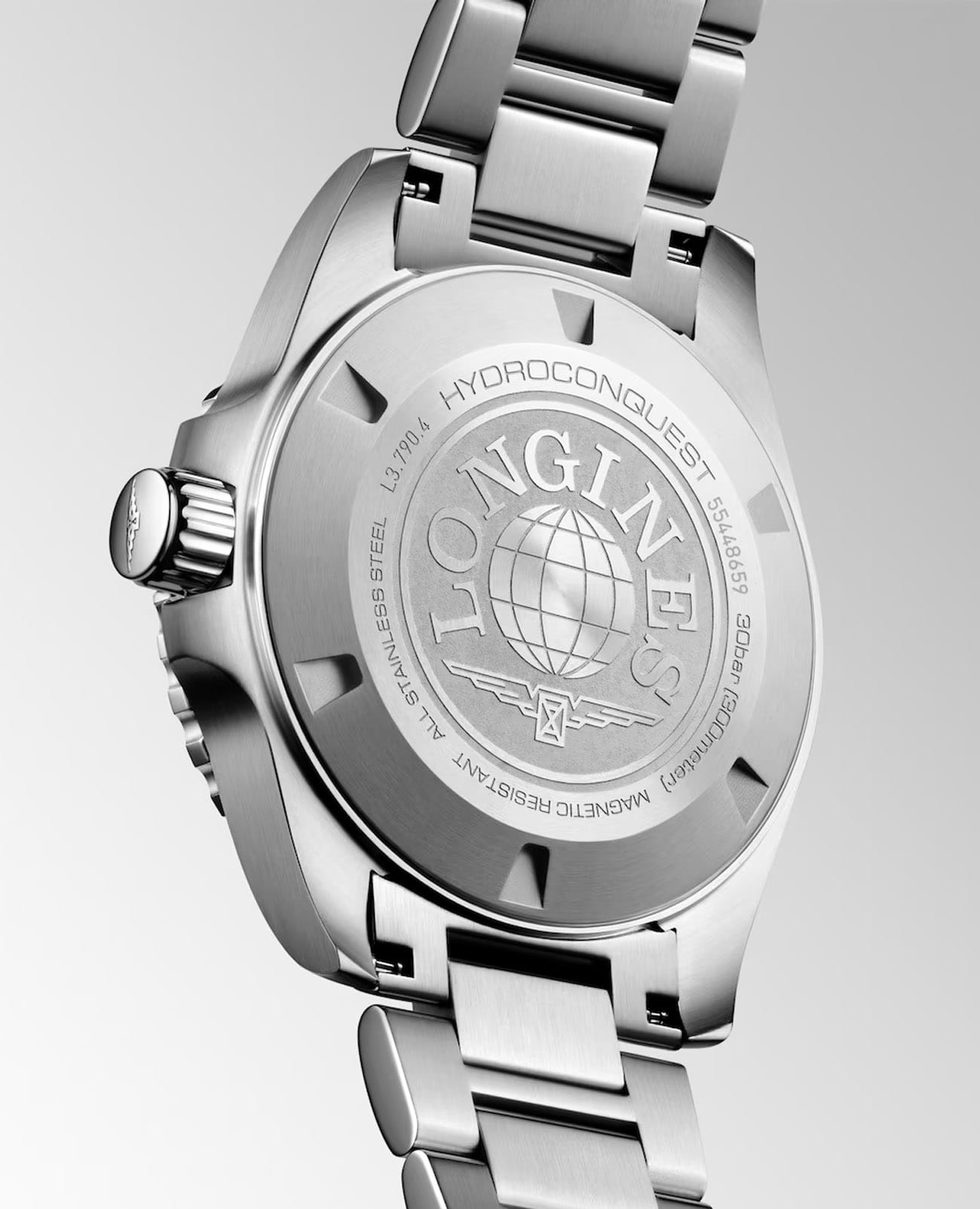 Longines Longines HydroConquest L3.790.4.06.6, hydroconquest швейцария мужские часы на браслете нержавеющая сталь боковой вид