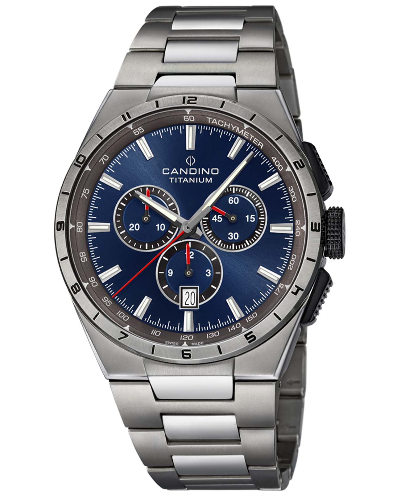 Candino Candino Titanium Chrono C4603/B  C4603/B кварцевые мужские часы синий циферблат, браслет титановый — вид спереди