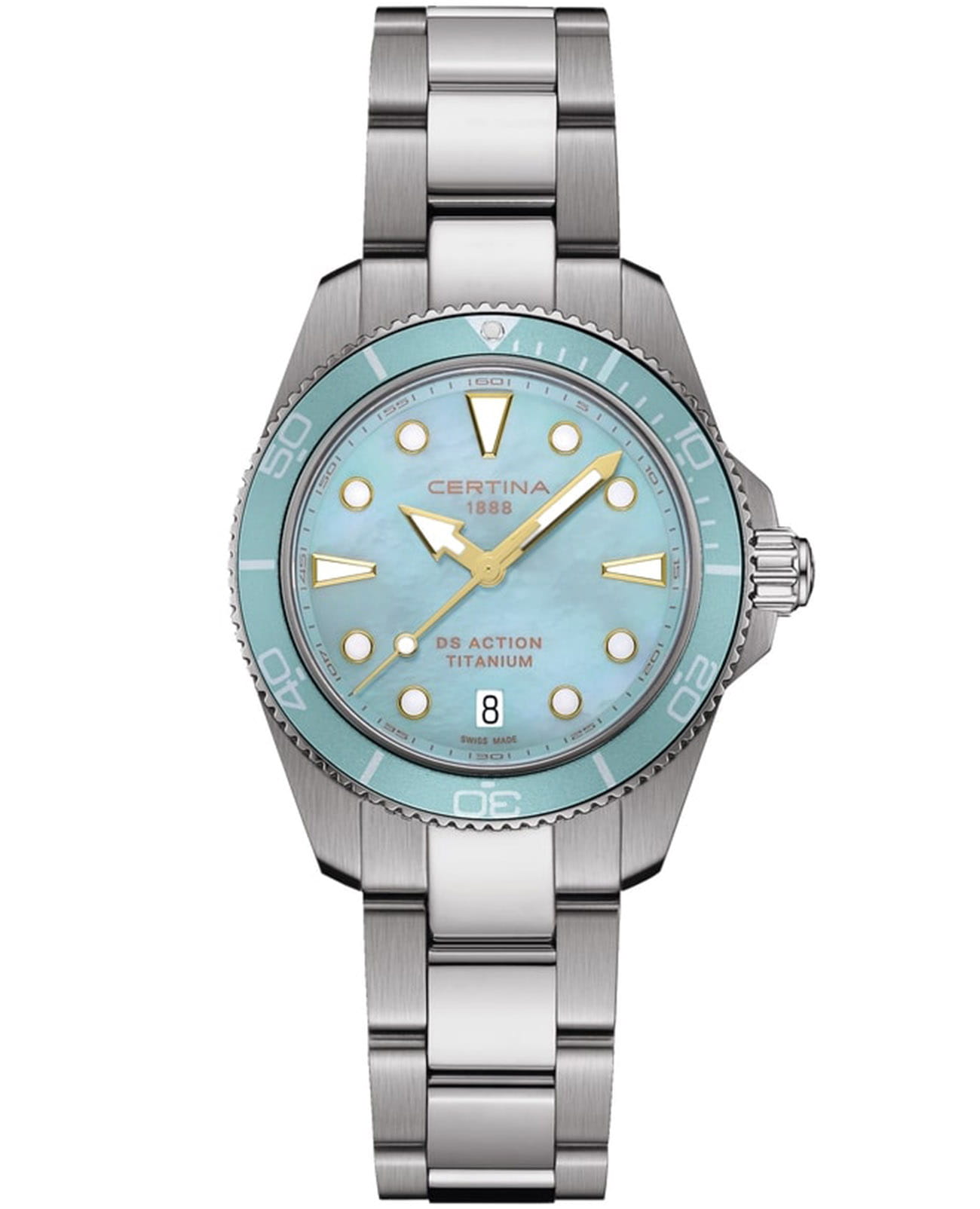 Certina Certina DS Action Lady C048.210.44.131.00  C0482104413100 кварцевые женские часы синий циферблат, браслет титановый — вид спереди