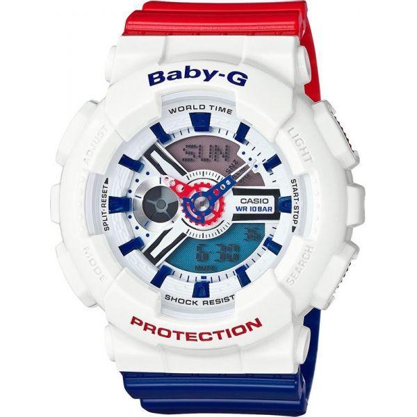 Casio Casio Baby-G BA-110TR-7A  BA-110TR-7A кварцевые женские часы белый циферблат, браслет пластик — вид спереди