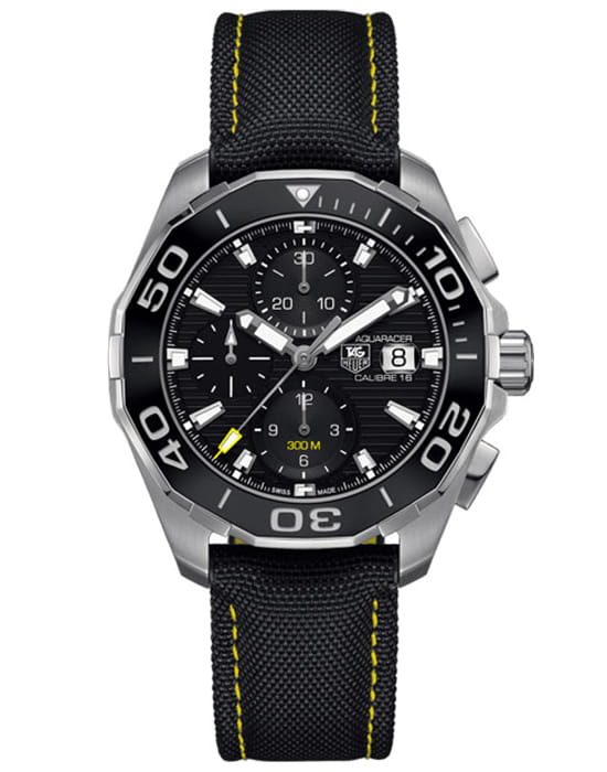 TAG Heuer TAG Heuer Aquaracer CAY211A.FC6361  CAY211A.FC6361 механические мужские часы черный циферблат, браслет тканевый — вид спереди