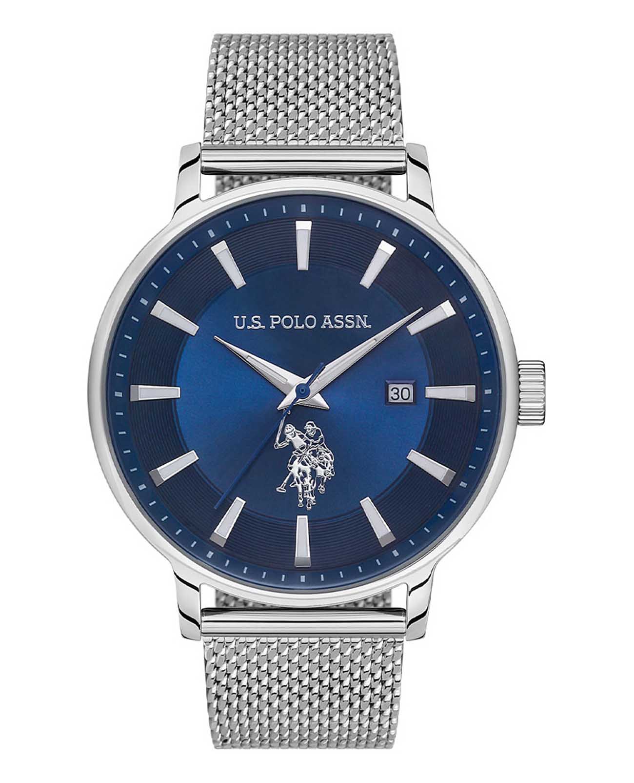 U.S. Polo Assn. U.S. Polo Assn. Fundamental USPA1070-02  USPA1070-02 кварцевые мужские часы синий циферблат, браслет нержавеющая сталь — вид спереди