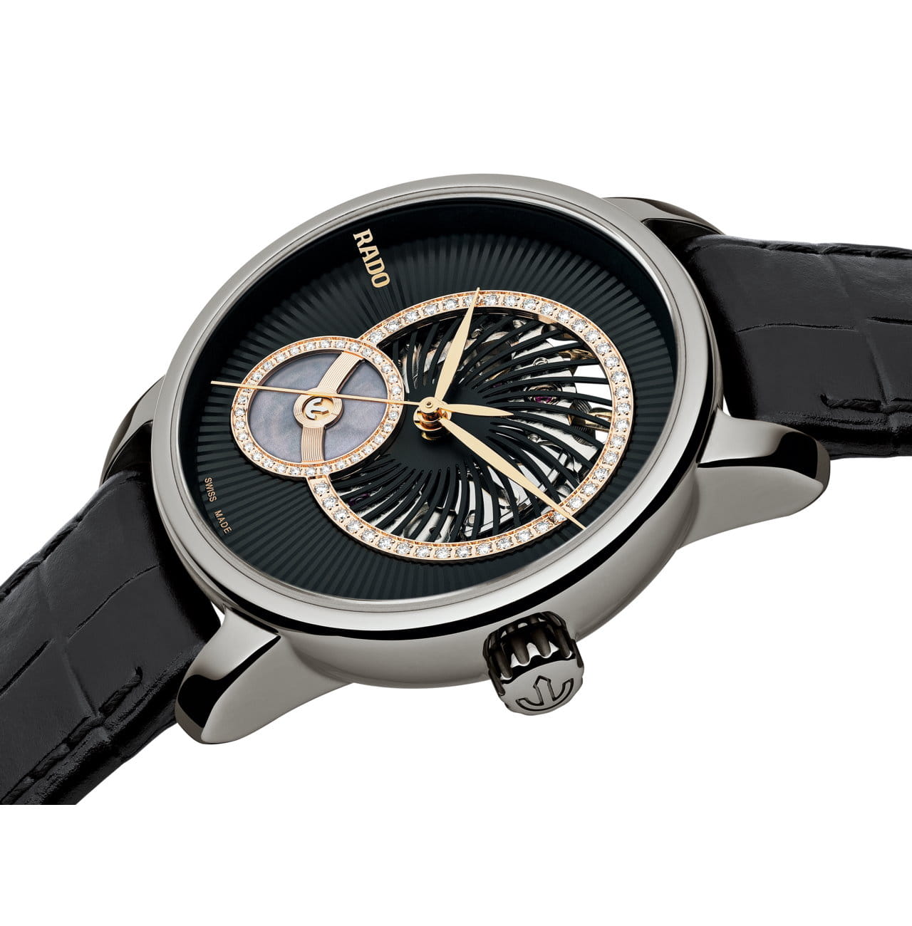 Rado Rado Diamaster Automatic Open Heart R14056955, diamaster швейцария женские часы на браслете кожаный боковой вид