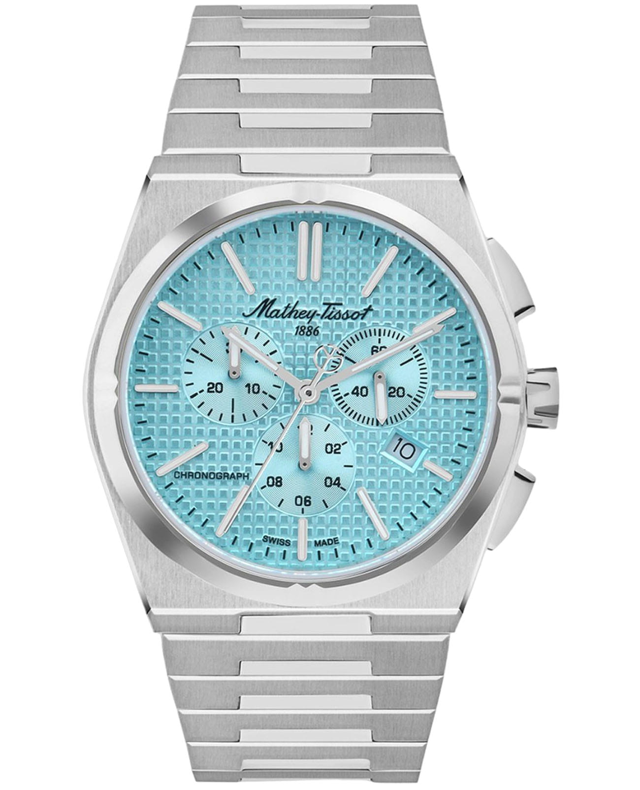 Mathey-Tissot Mathey-Tissot Zoltan H117CHAS  H117CHAS кварцевые мужские часы голубой циферблат, браслет нержавеющая сталь — вид спереди