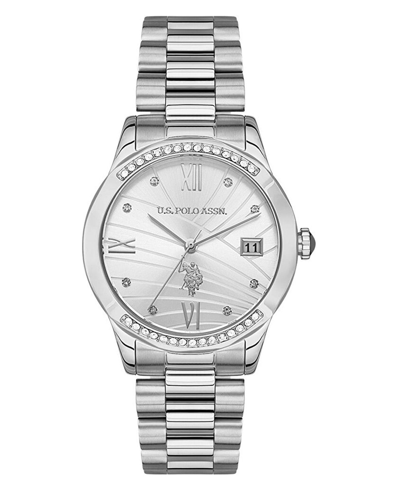 U.S. Polo Assn. U.S. Polo Assn. Stile USPA2059-02  USPA2059-02 кварцевые женские часы серебристый циферблат, браслет нержавеющая сталь — вид спереди