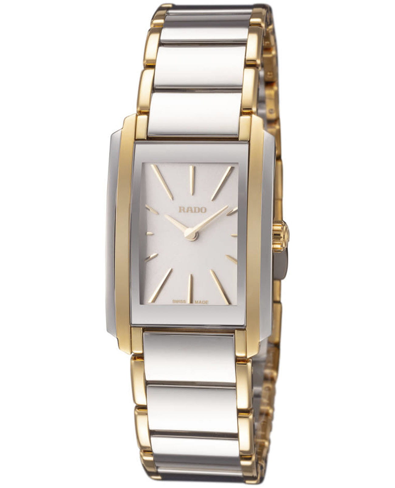 Rado Rado Integral R20212103  R20212103 кварцевые женские часы белый циферблат, браслет сталь c pvd покрытием — вид спереди