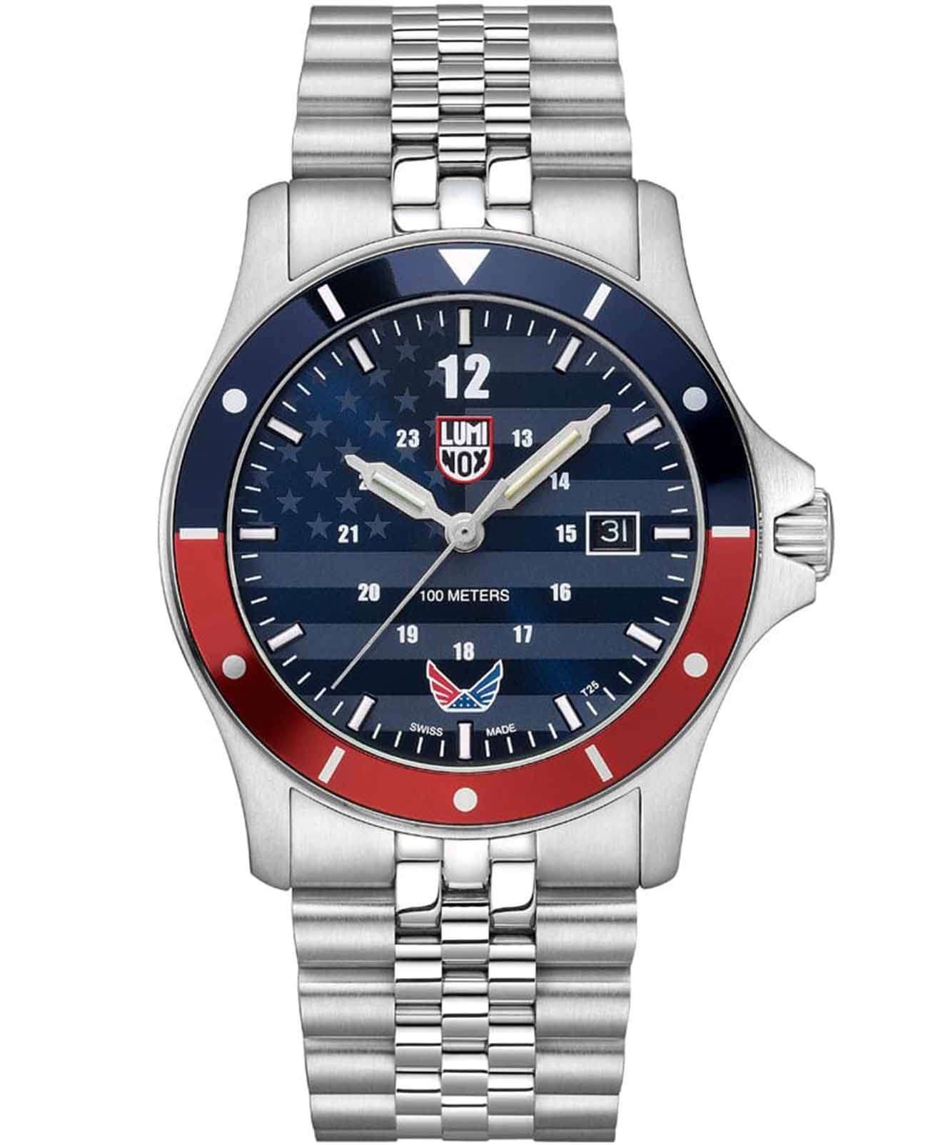 Luminox Luminox x Volition America Minuteman XS.0914.VOL  XS.0914.VOL кварцевые мужские часы синий циферблат, браслет нержавеющая сталь 316l — вид спереди