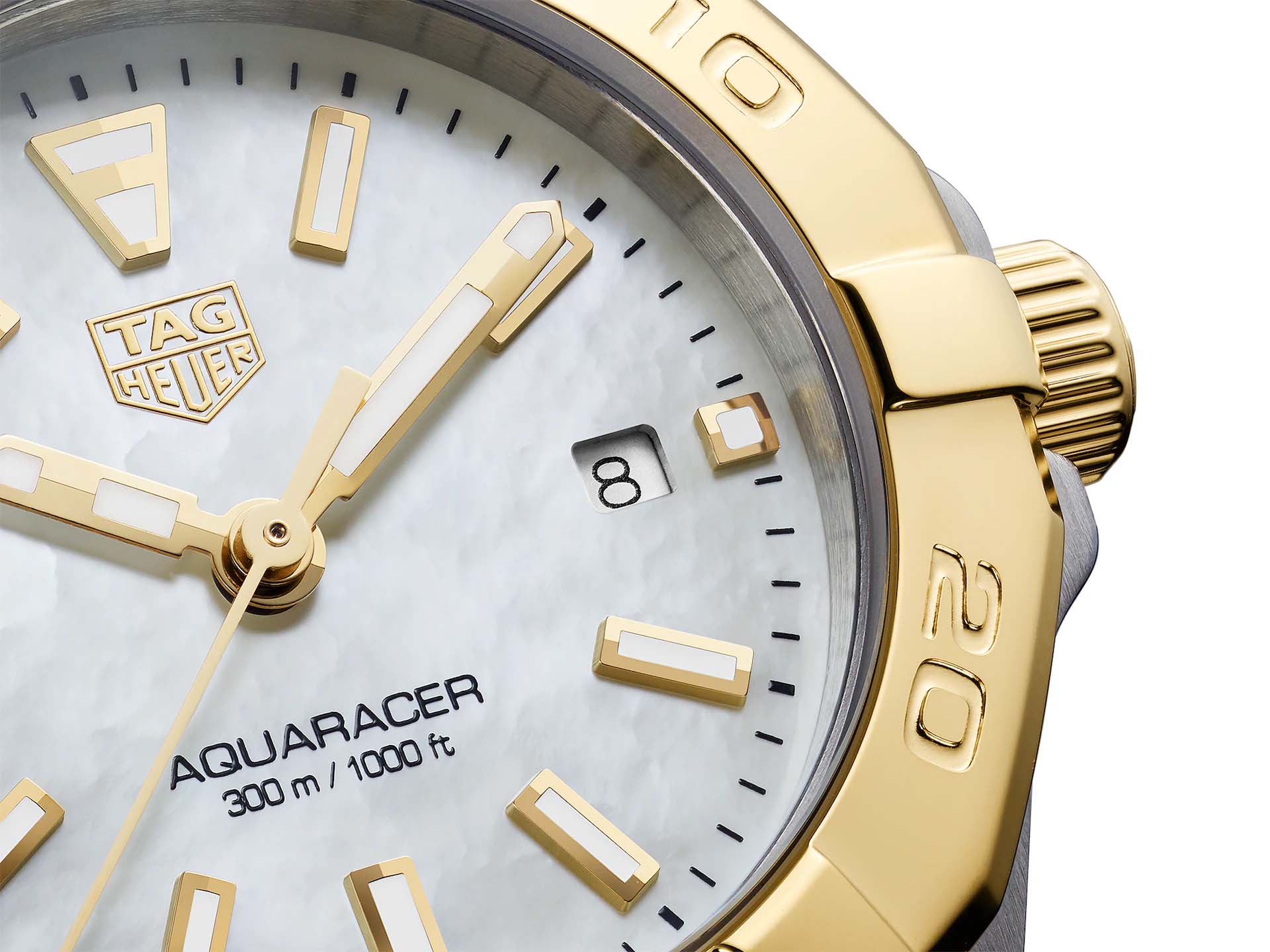 TAG Heuer TAG Heuer Aquaracer WBD1420.BB0321, aquaracer швейцария женские часы на браслете сталь + золото боковой вид