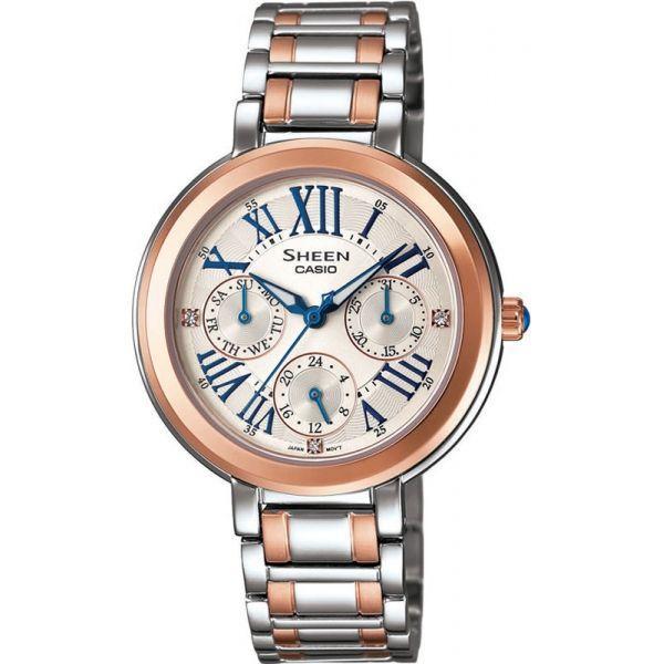 Casio Casio Sheen SHE-3034SG-7A  SHE-3034SG-7A кварцевые женские часы серый циферблат, браслет  — вид спереди