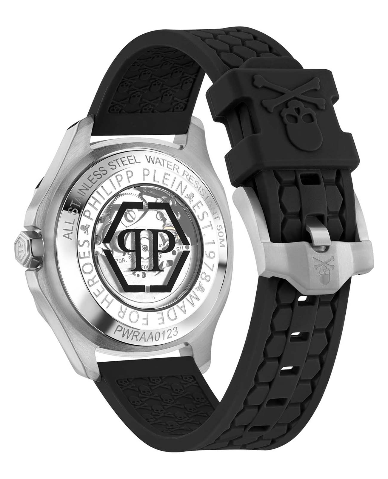 Philipp Plein Philipp Plein The Skeleton PWRAA1023, the skeleton германия мужские часы на браслете силикон боковой вид
