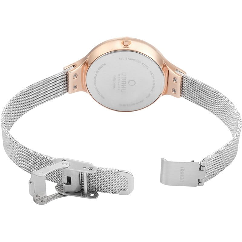 Obaku Obaku V173LXVWMC,  дания женские часы на браслете сталь с ip покрытием боковой вид