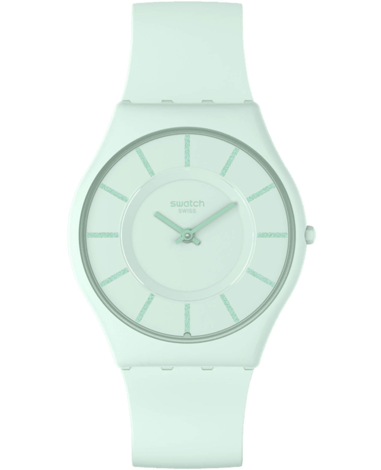 Swatch Swatch Skin Classic Biosourced SS08G107  SS08G107 кварцевые женские часы голубой циферблат, браслет силикон — вид спереди