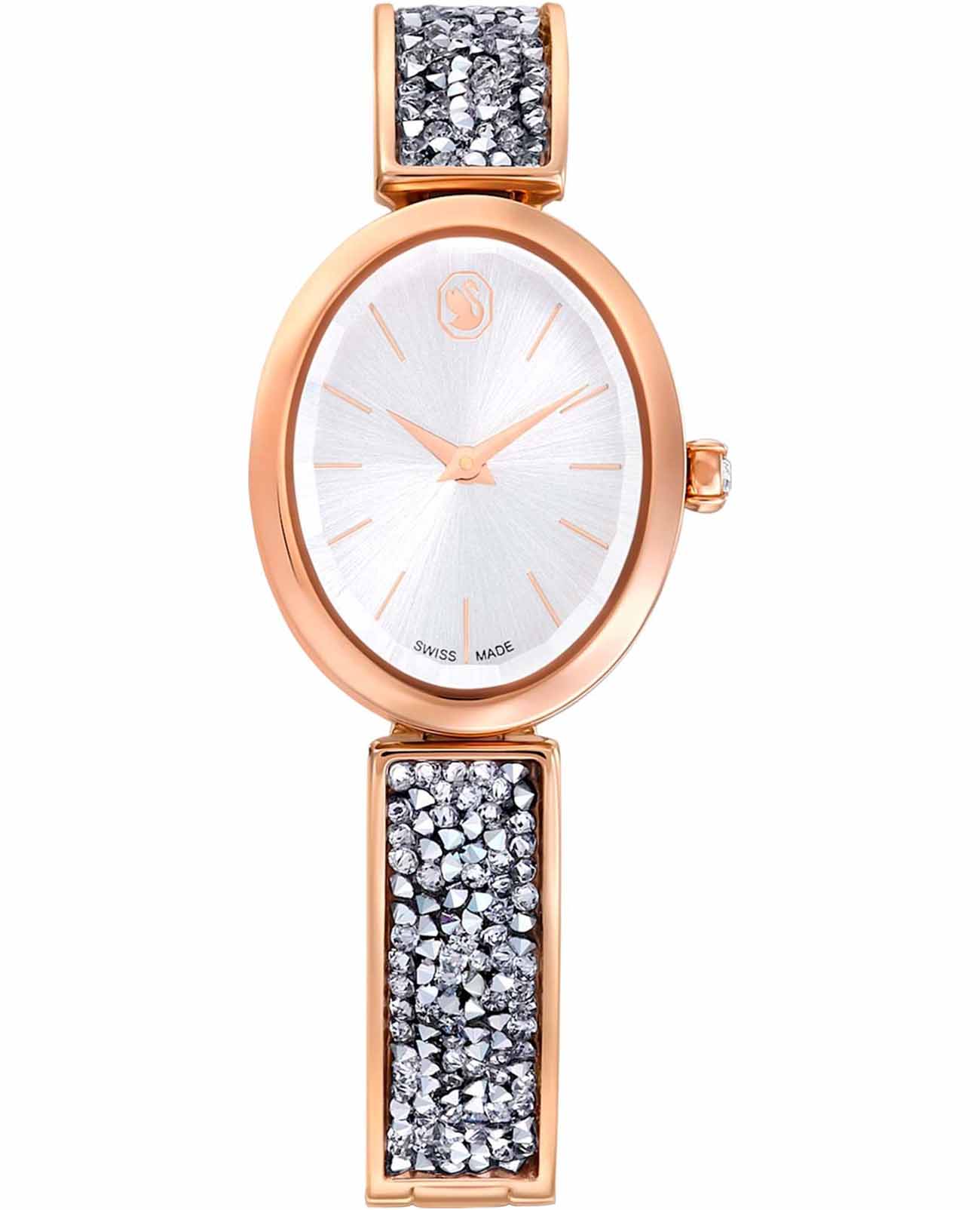 Swarovski Swarovski Crystal Rock Oval 5656851  5656851 кварцевые женские часы серебристый циферблат, браслет нержавеющая сталь с pvd-покрытием — вид спереди