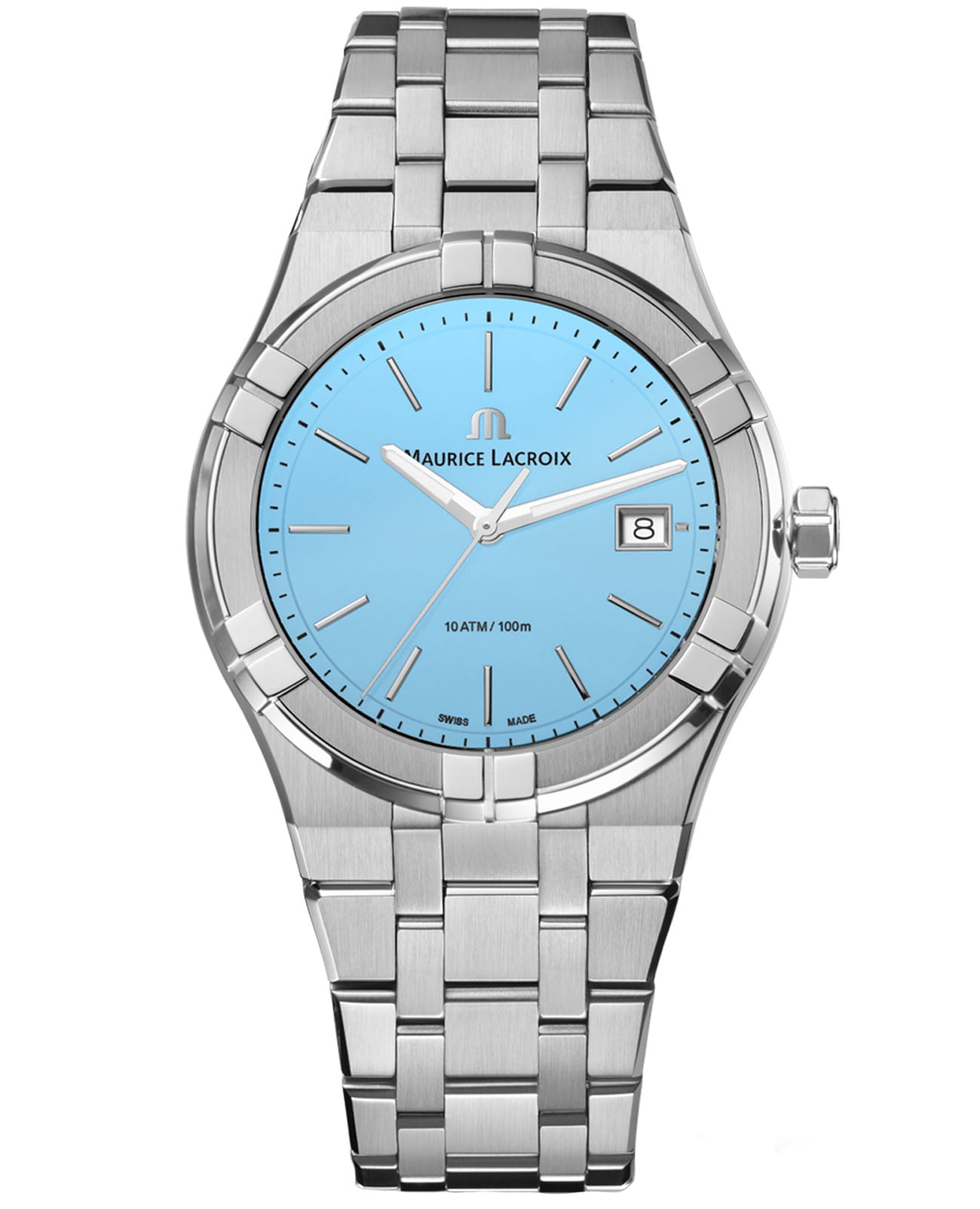 Maurice Lacroix Maurice Lacroix Aikon Quartz Colours Edition AI1108-SS002-431-1  AI1108-SS002-431-1 кварцевые мужские часы голубой циферблат, браслет нержавеющая сталь — вид спереди