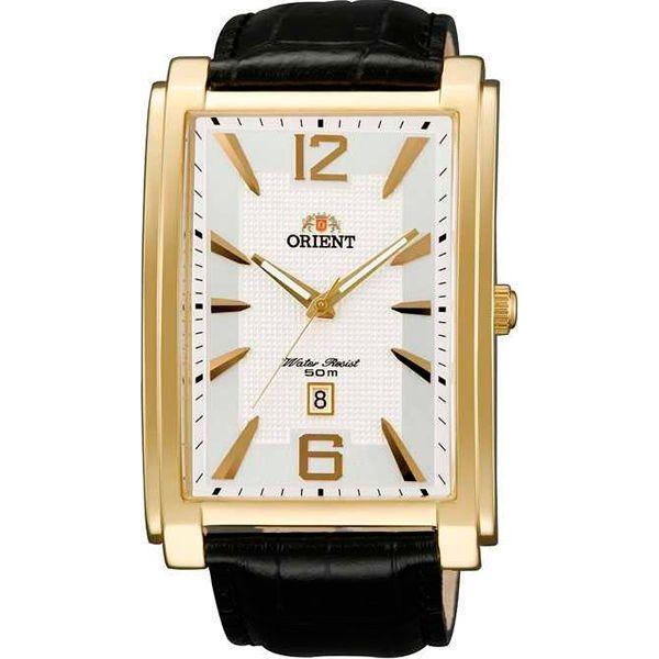 Orient Orient UNED002W (FUNED002W)  FUNED002W  мужские часы белый циферблат, браслет кожа + текстиль — вид спереди