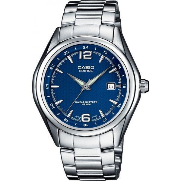 Casio Casio Edifice EF-121D-2A EF EF-121D-2A кварцевые мужские часы синий циферблат, браслет 18-каратное желтое золото — вид спереди