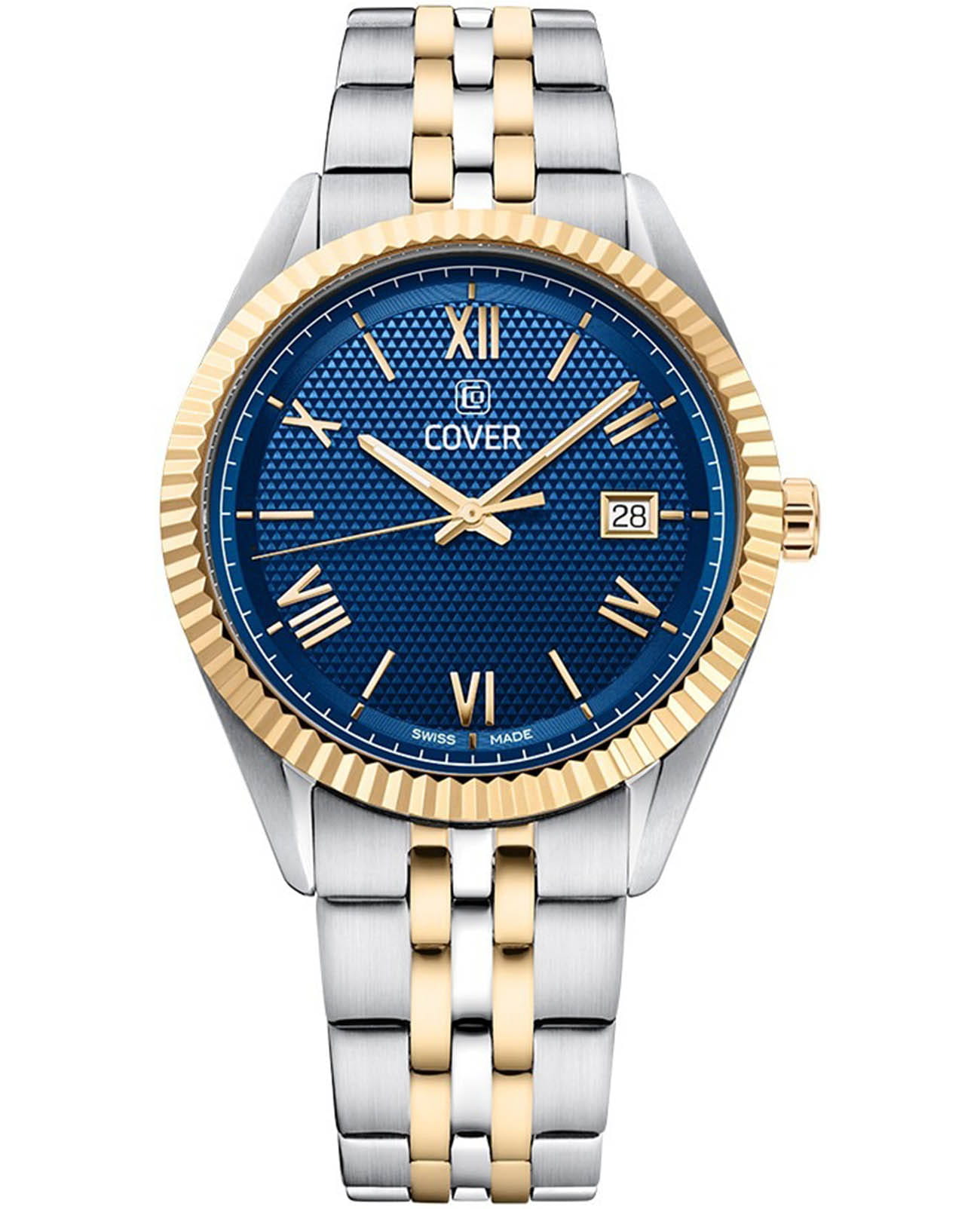 Cover Cover Alston CO216.07  CO216.07 кварцевые мужские часы синий циферблат, браслет нержавеющая сталь с pvd-покрытием — вид спереди