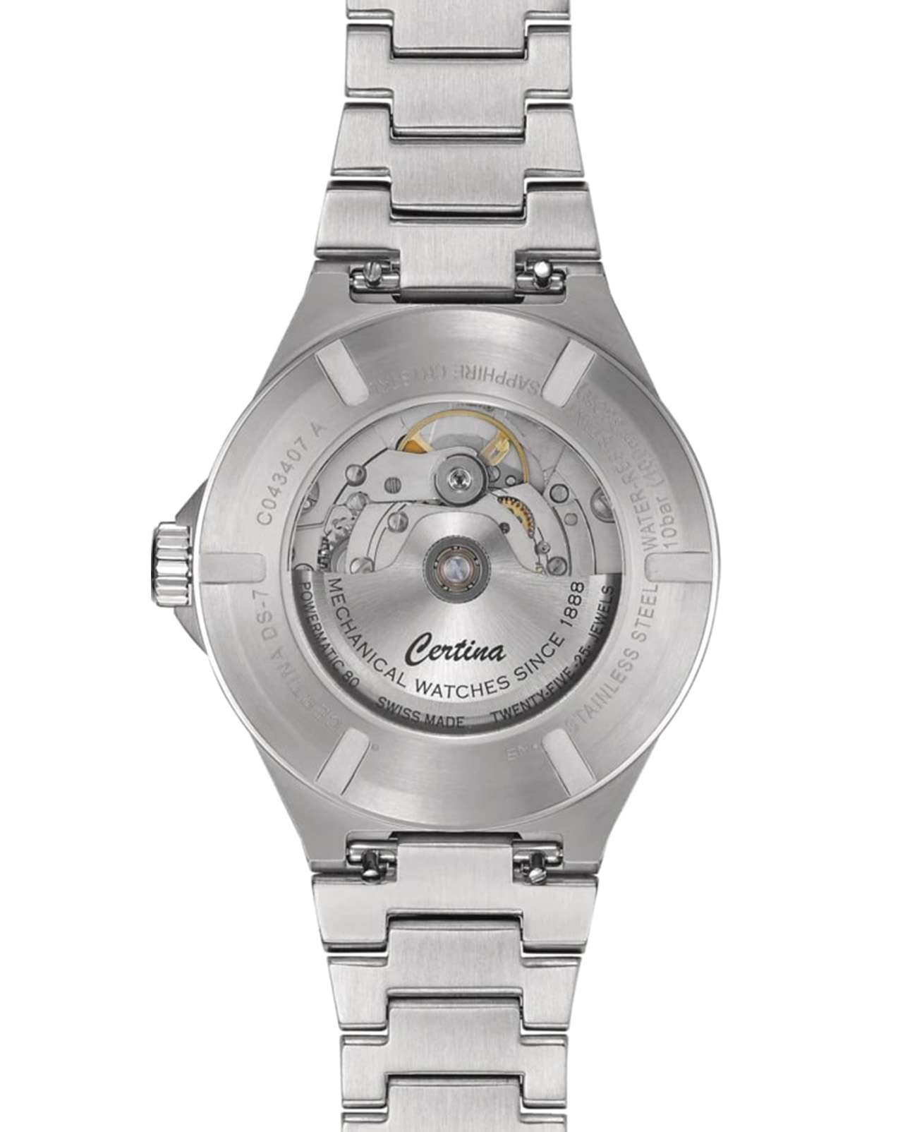 Certina Certina DS-7 Powermatic 80 - C043.407.11.351.00  — детали корпуса и нержавеющая сталь