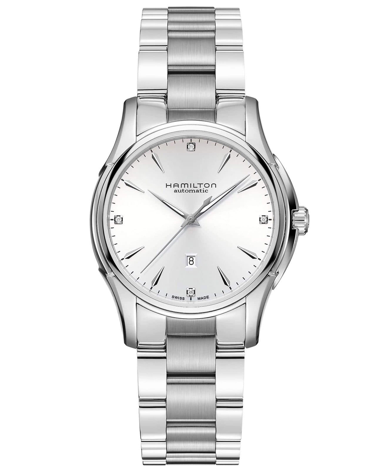 Hamilton Hamilton Jazzmaster Lady Auto H32315111  H32315111 механические женские часы серебристый циферблат, браслет нержавеющая сталь — вид спереди