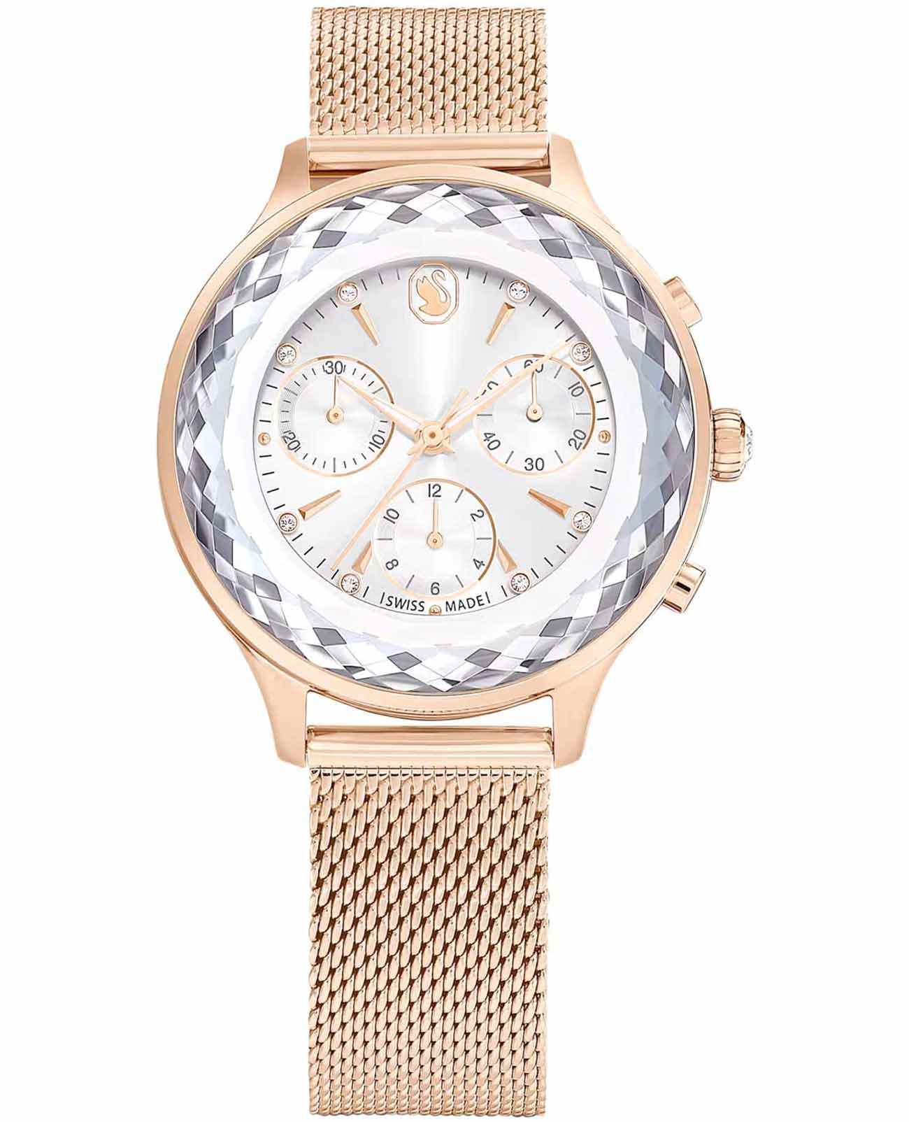 Swarovski Swarovski Nova Chrono 5677506  5677506 кварцевые женские часы серебристый циферблат, браслет нержавеющая сталь с pvd-покрытием — вид спереди