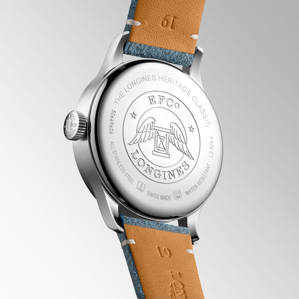 Longines Longines Heritage Classic L2.828.4.73.2 механические мужские часы часы крупный план серебристый циферблата