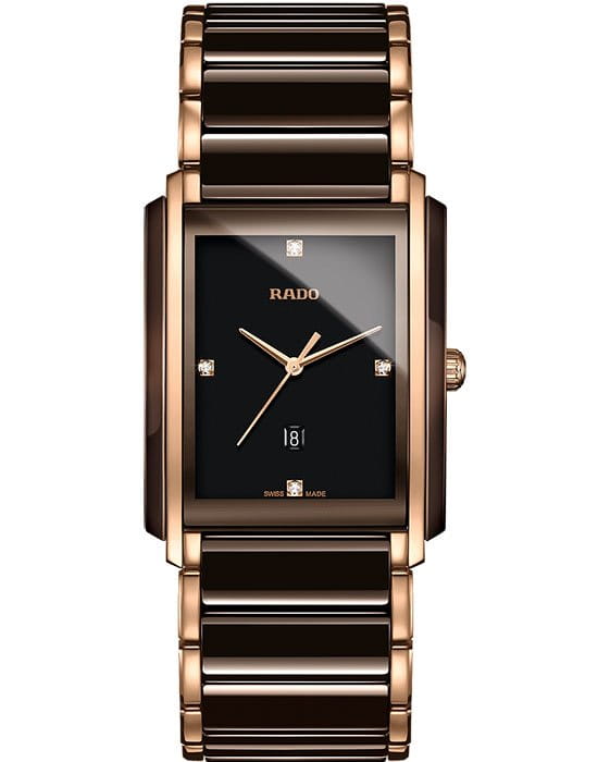 Rado Rado Integral Diamonds R20219712  R20219712 кварцевые мужские часы коричневый циферблат, браслет сталь + pvd + керамика — вид спереди
