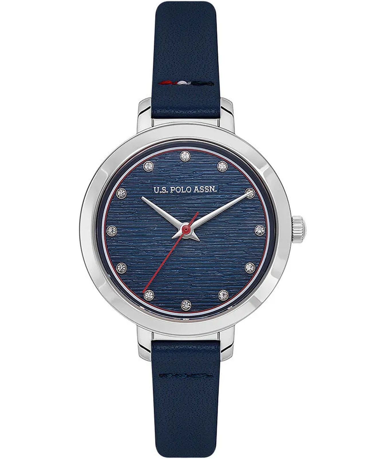 U.S. Polo Assn. U.S. Polo Assn. Stile USPA2092-01  USPA2092-01 кварцевые женские часы синий циферблат, браслет кожаный — вид спереди
