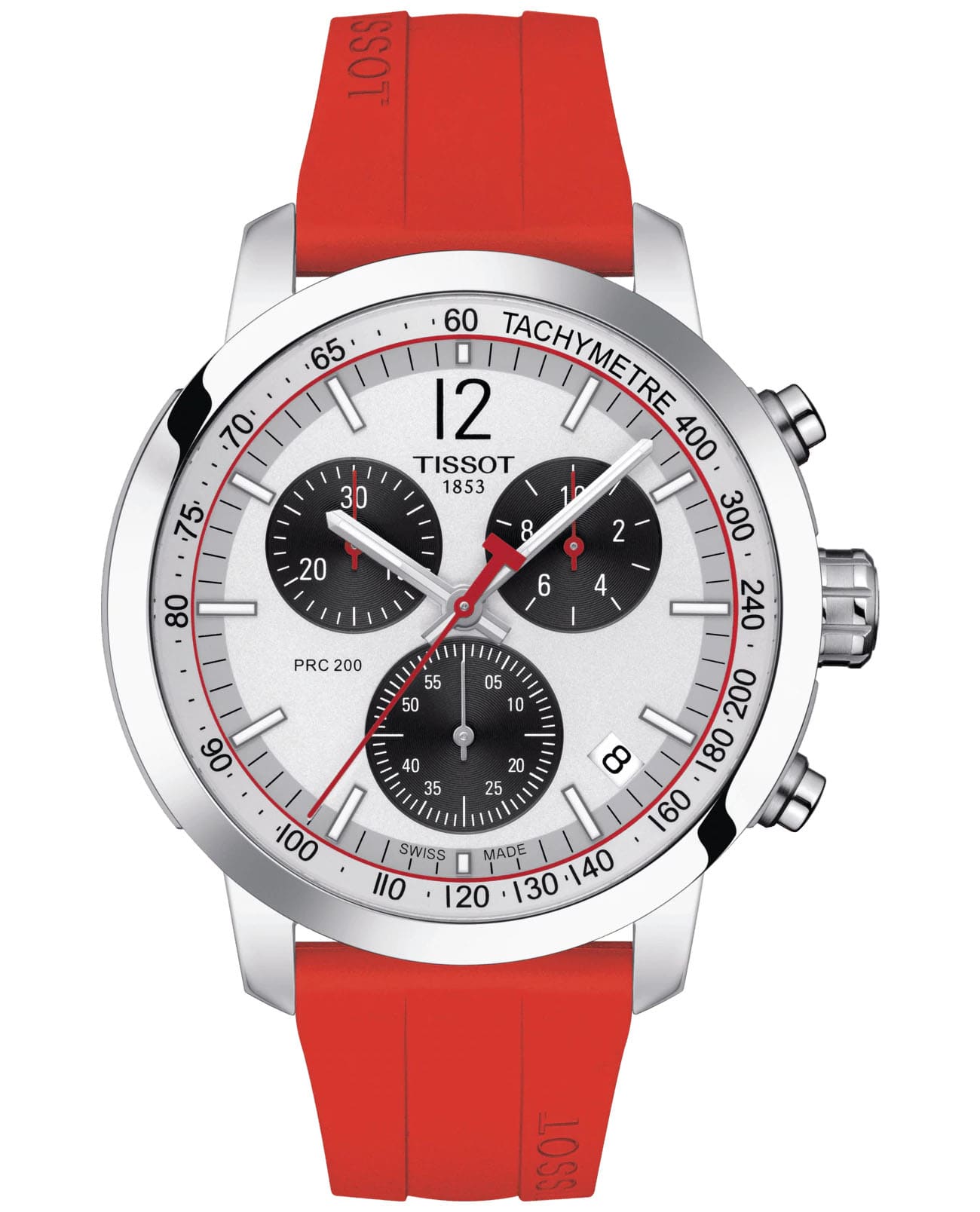 Tissot Tissot PRC 200 IIHF Swiss Edition T114.417.17.037.01 PRC 200 T1144171703701 кварцевые мужские часы белый циферблат, браслет каучук — вид спереди