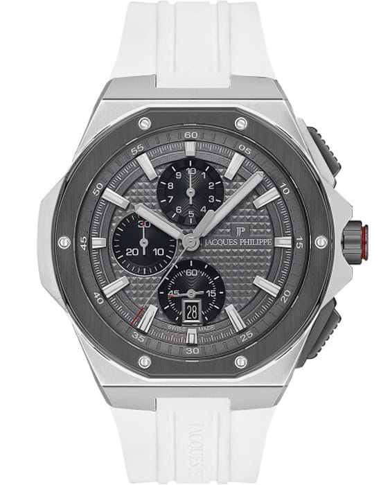 Jacques Philippe Jacques Philippe Esquire JPQGC488440  JPQGC488440 кварцевые мужские часы серый циферблат, браслет силикон — вид спереди