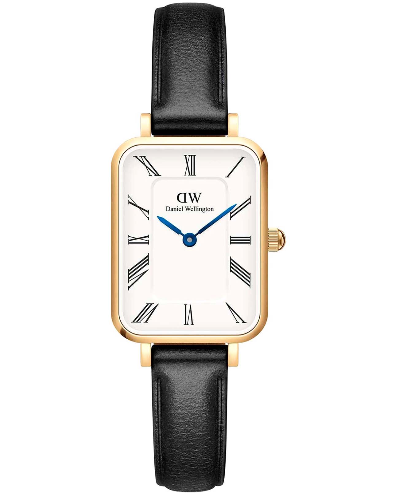 Daniel Wellington Daniel Wellington Quadro Roman Numerals Sheffield Gold DW00100692  DW00100692 кварцевые женские часы белый циферблат, браслет кожаный — вид спереди