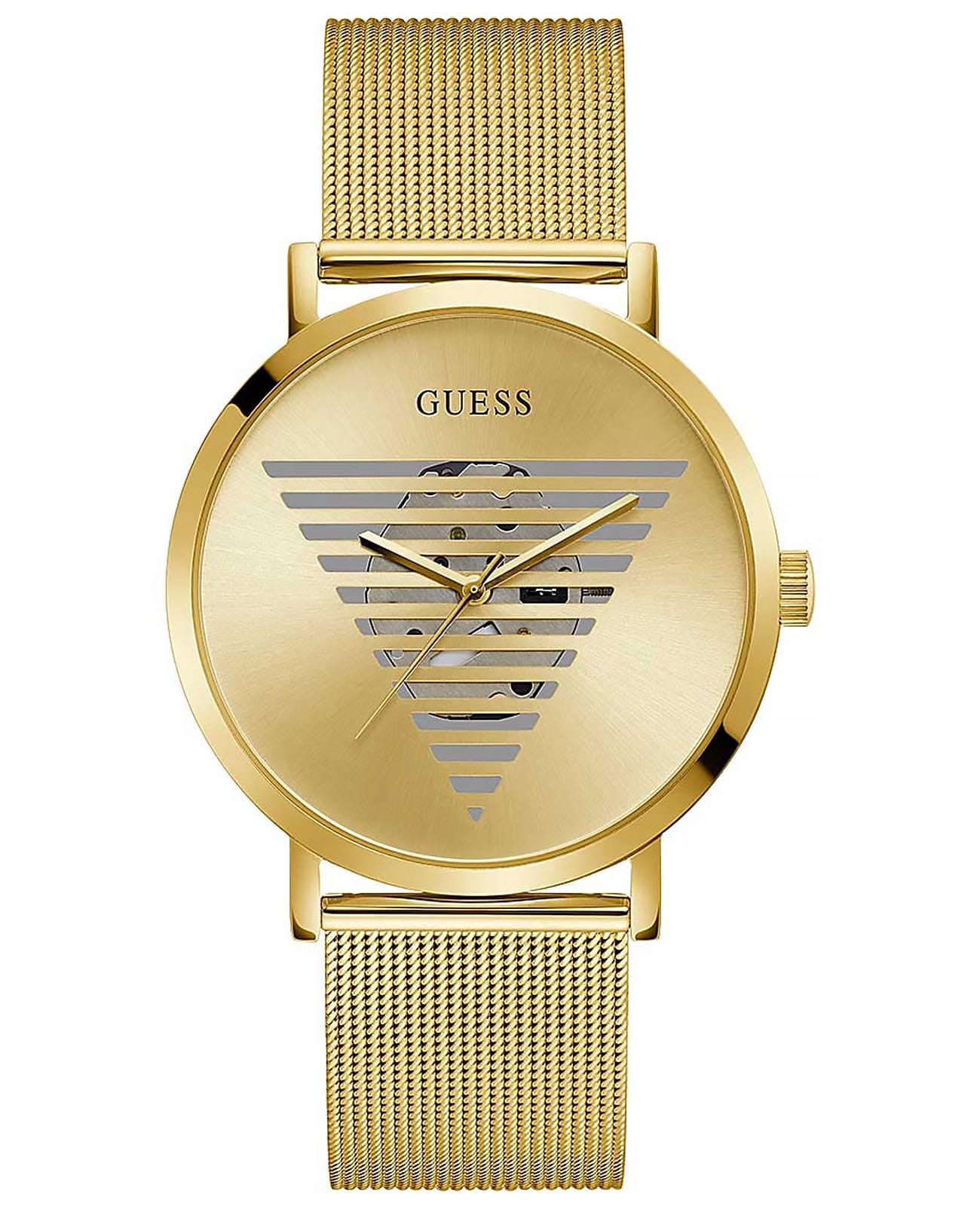 Guess Guess Trend GW0502G1  GW0502G1 кварцевые мужские часы золотой циферблат, браслет сталь с ip покрытием — вид спереди