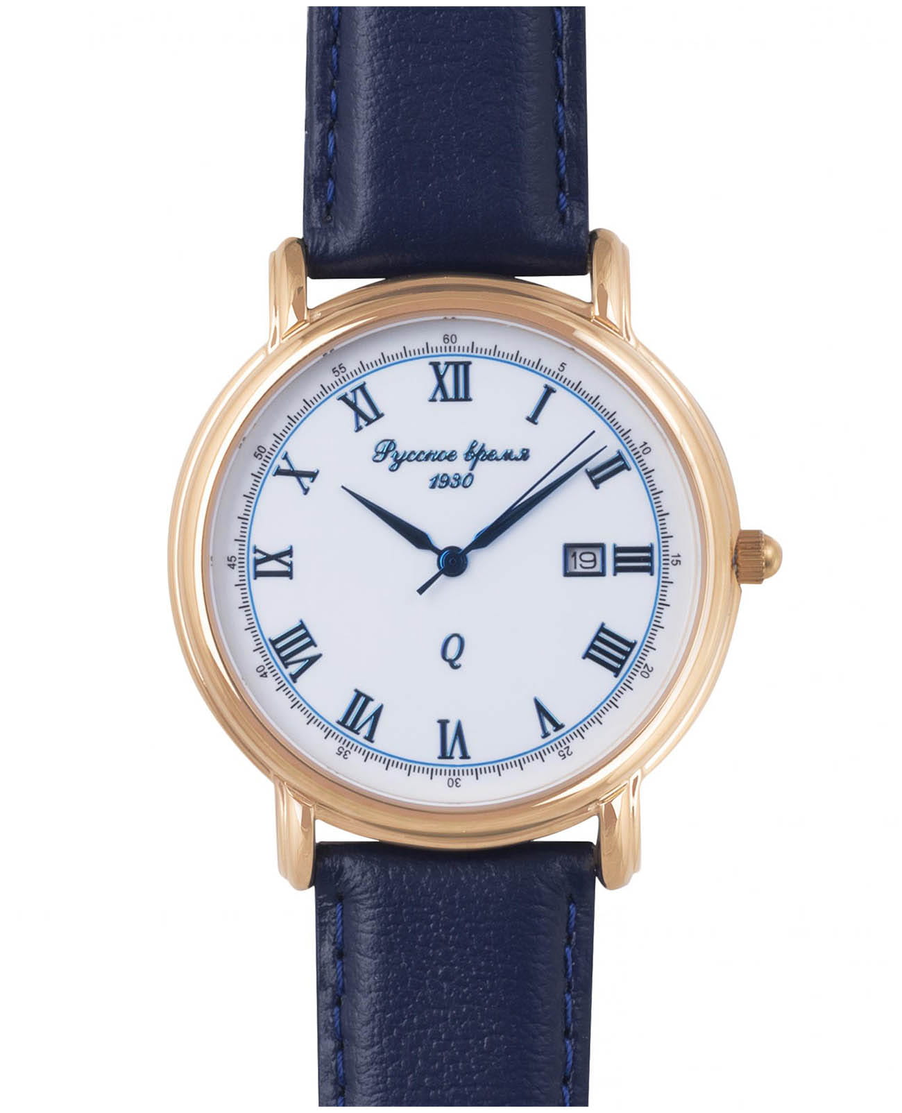 Русское Время Русское Время 1886530  1886530 кварцевые мужские часы белый циферблат, браслет кожаный — вид спереди