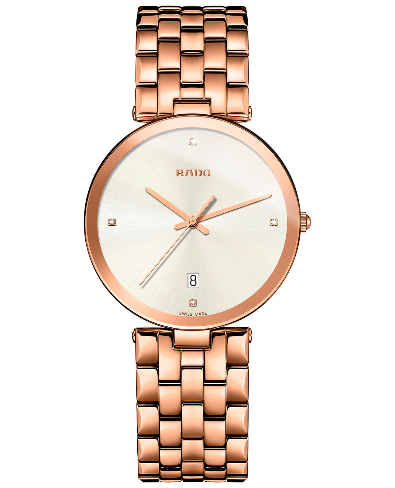 Rado Rado Florence Diamonds R48869734  R48869734 кварцевые мужские часы белый циферблат, браслет сталь c pvd покрытием — вид спереди