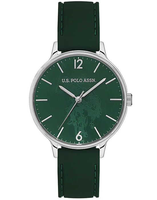 U.S. Polo Assn. U.S. Polo Assn. Fundamental USPA2075-04  USPA2075-04 кварцевые женские часы зеленый циферблат, браслет кожаный — вид спереди