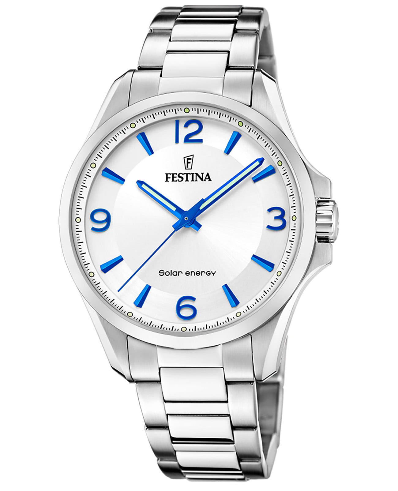 Festina Festina Solar F20656/1  F20656/1 кварцевые мужские часы белый циферблат, браслет нержавеющая сталь — вид спереди