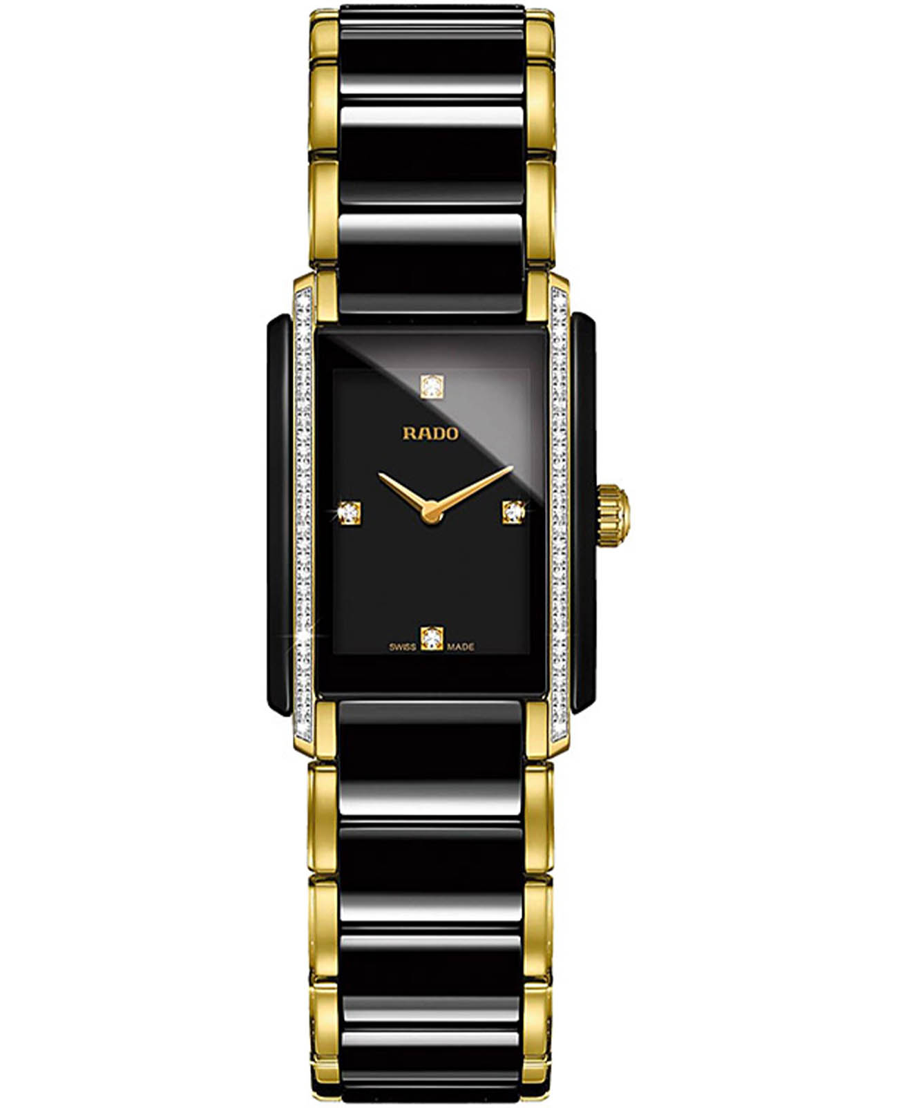 Rado Rado Integral R20221712  R20221712 кварцевые женские часы черный циферблат, браслет сталь + pvd + керамика — вид спереди