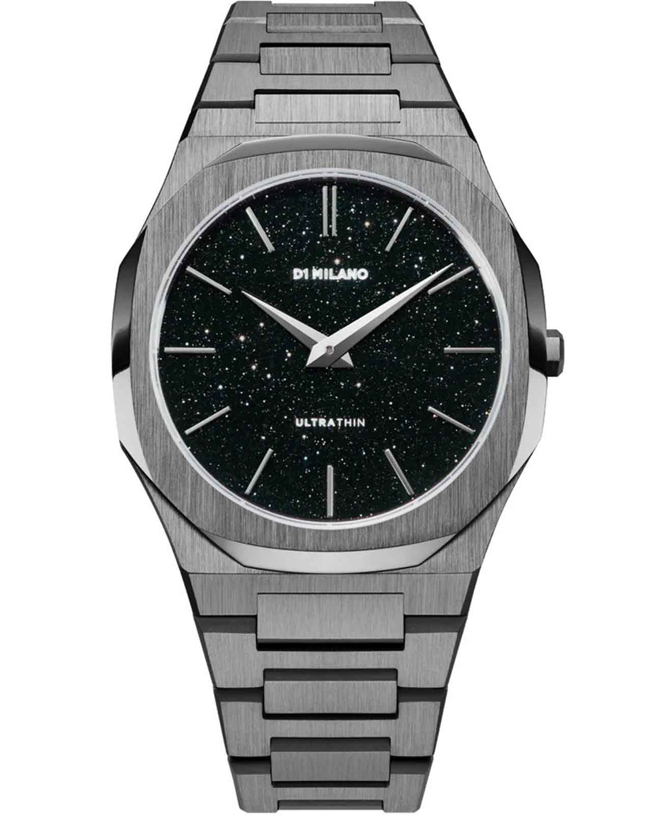 D1 Milano D1 Milano Ultra Thin UTBJ29  UTBJ29 кварцевые мужские часы черный циферблат, браслет нержавеющая сталь с pvd-покрытием — вид спереди
