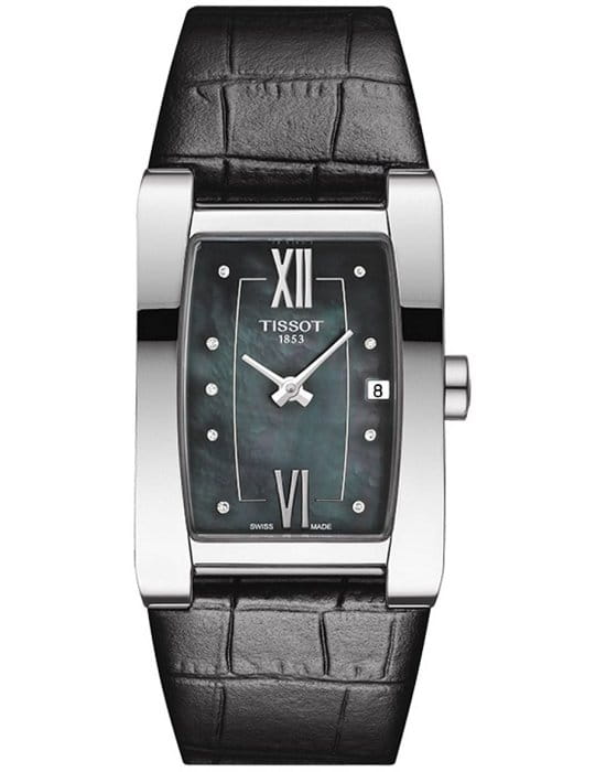 Tissot Tissot Generosi-T T105.309.16.126.00  T1053091612600 кварцевые женские часы перламутровый циферблат, браслет кожаный — вид спереди