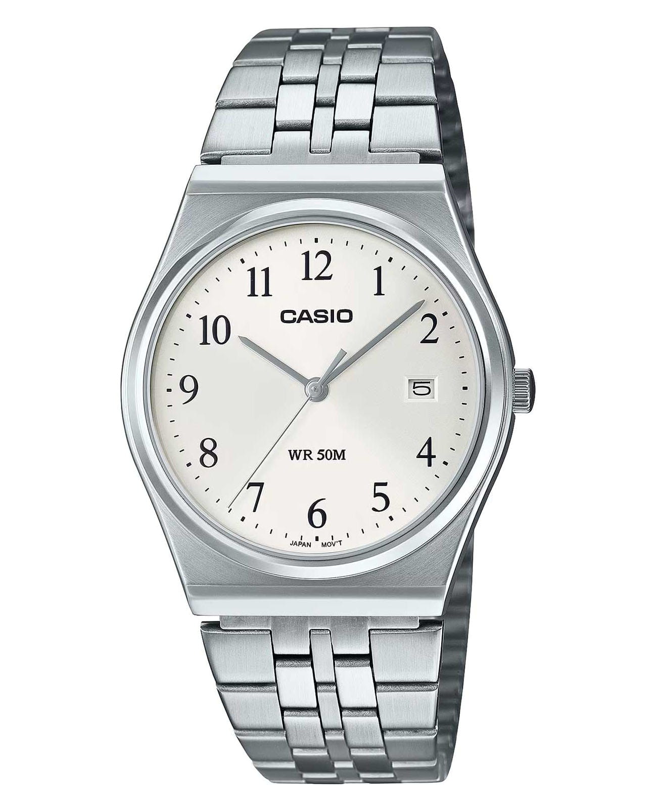 Casio Casio Collection MTP-B145D-7BVDF (MTP-B145D-7B)  MTP-B145D-7B кварцевые мужские часы белый циферблат, браслет нержавеющая сталь — вид спереди