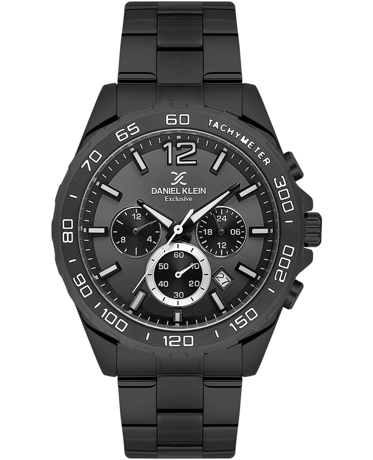 Daniel Klein Daniel Klein Exclusive DK.1.13743-5  DK.1.13743-5 кварцевые мужские часы черный циферблат, браслет нержавеющая сталь с ip-покрытием — вид спереди