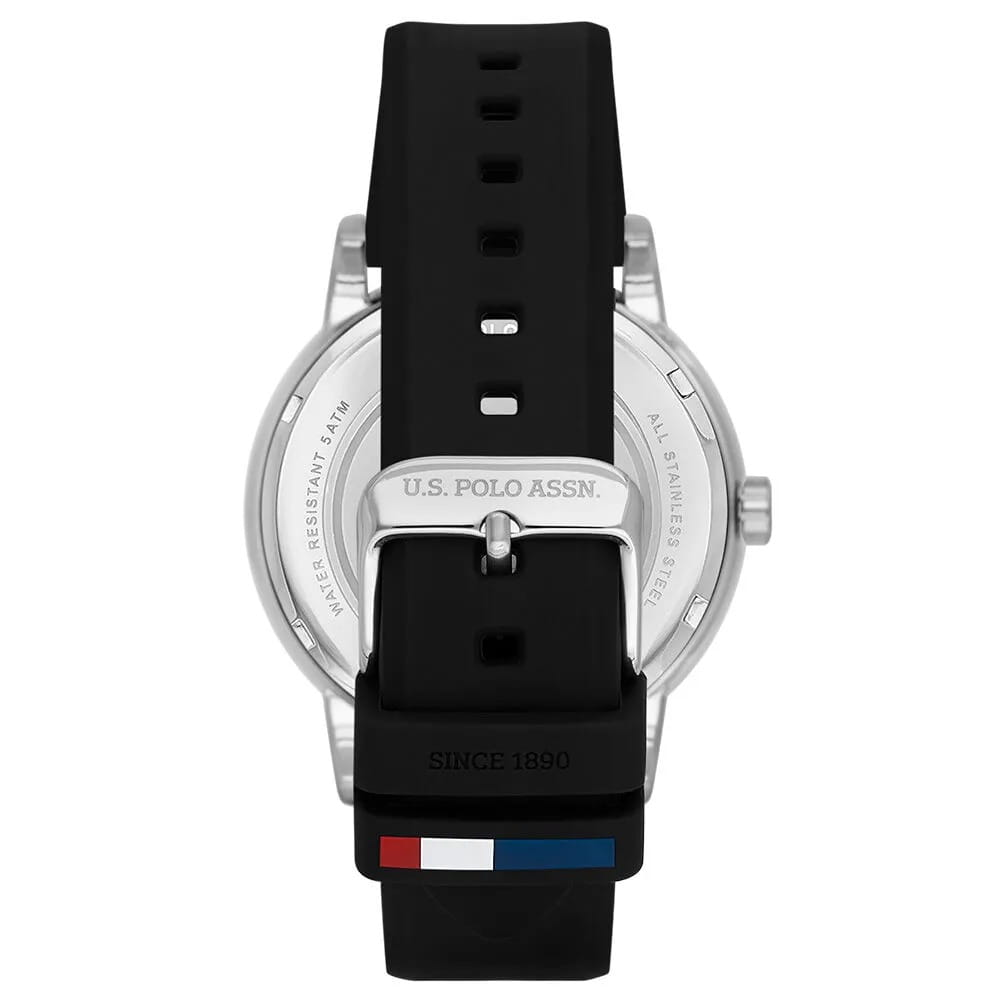 U.S. Polo Assn. U.S. Polo Assn. Crossing USPA1098-01,  сша мужские часы на браслете силикон боковой вид