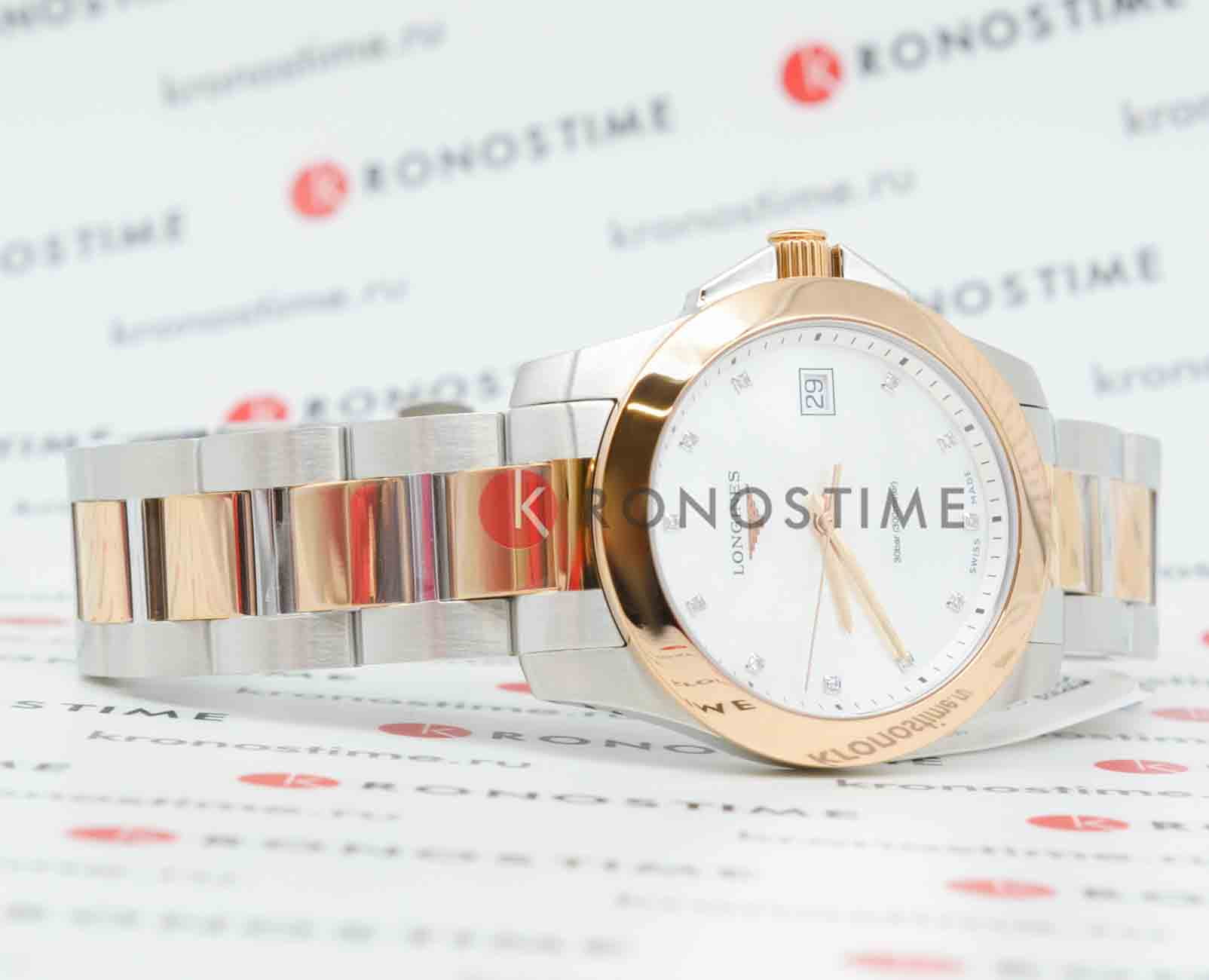 Longines Longines Conquest L3.377.3.88.7, conquest швейцария женские часы на браслете сталь c pvd покрытием боковой вид
