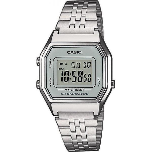 Casio Casio Collection LA680WEA-7E  LA680WEA-7E кварцевые мужские часы зеленый циферблат, браслет нержавеющая сталь — вид спереди