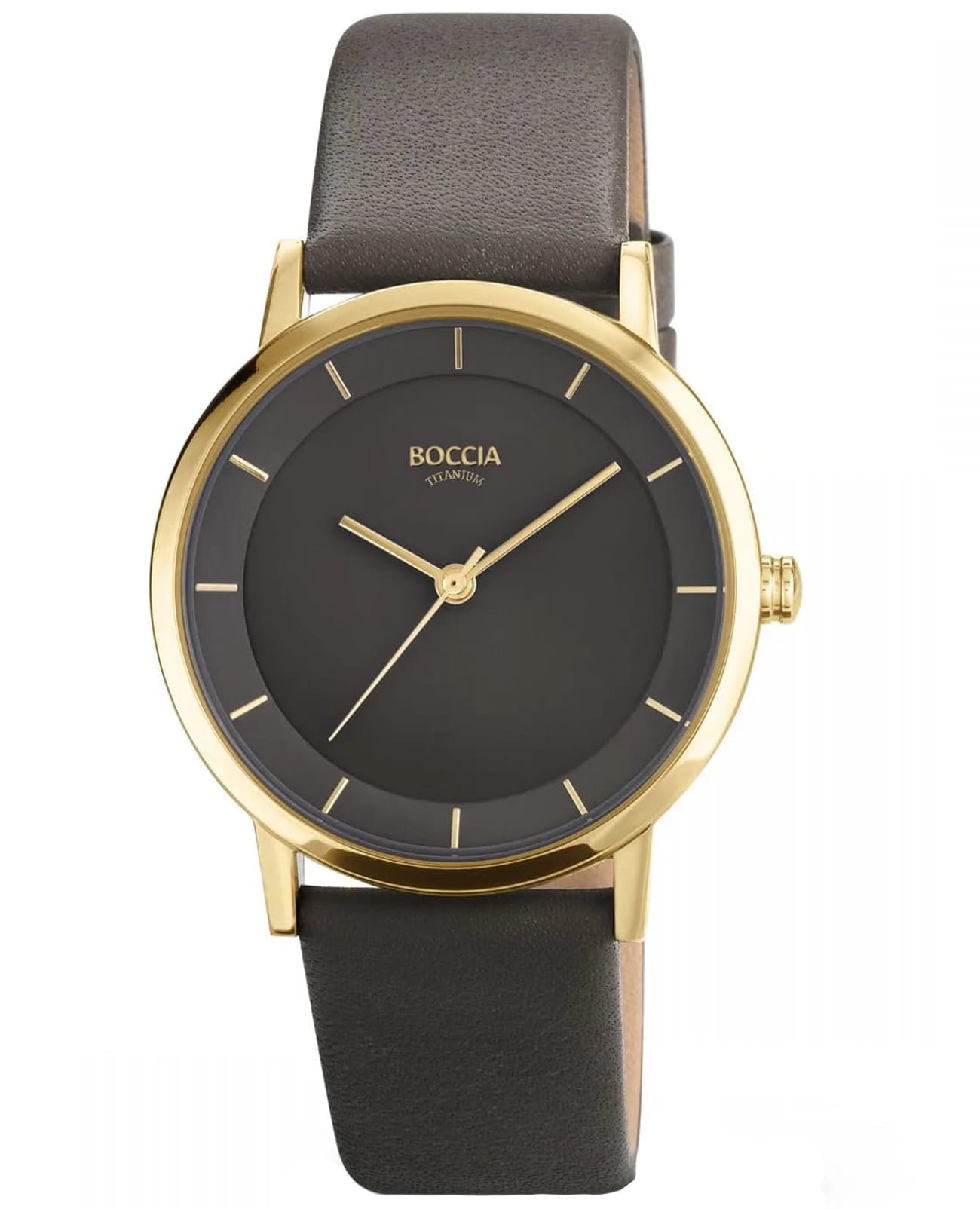 Boccia Titanium Boccia Titanium 3355-03  3355-03 кварцевые женские часы черный циферблат, браслет кожаный — вид спереди
