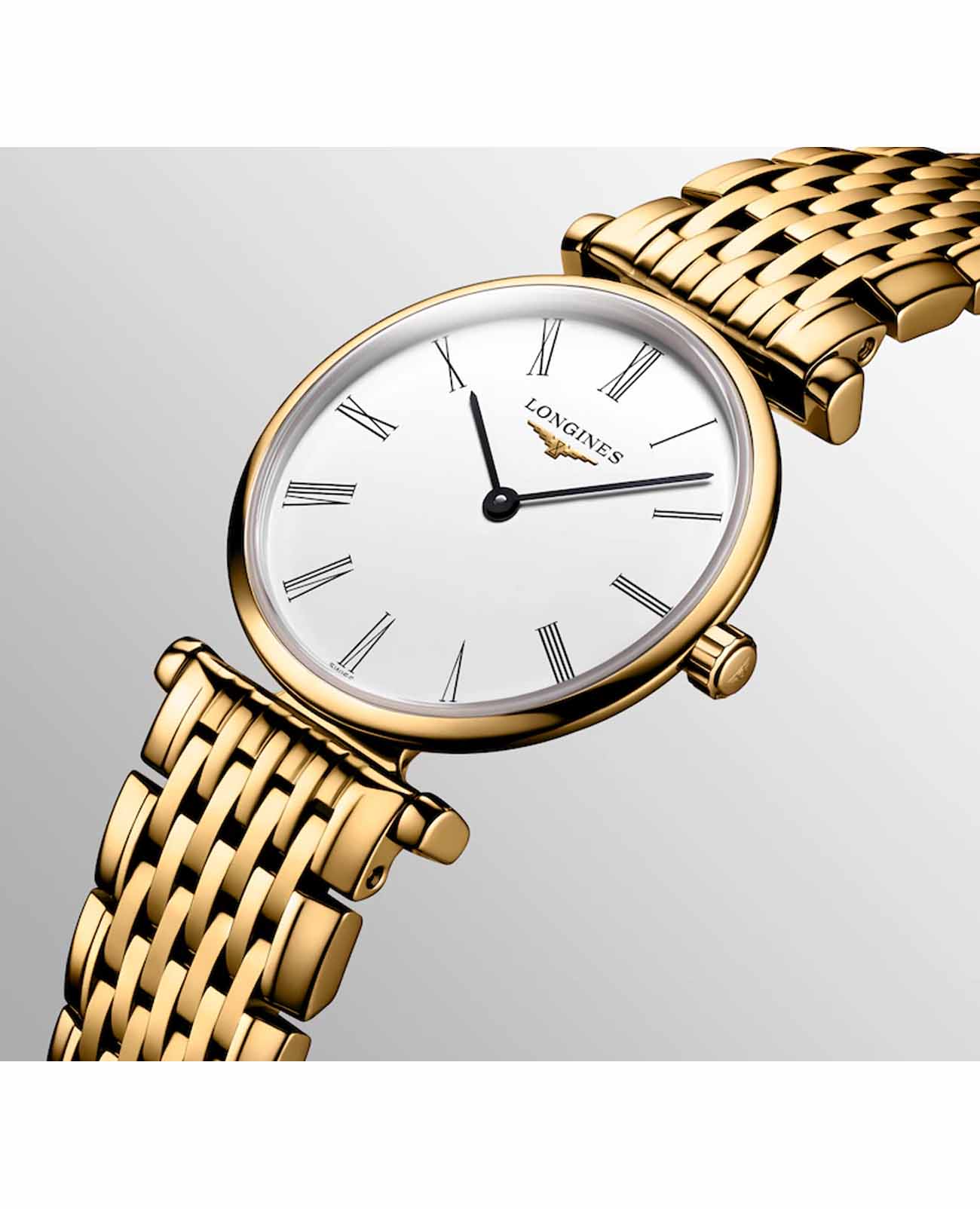 Longines La Grande Classique de Longines L4.209.2.11.8 кварцевые женские часы часы крупный план белый циферблата