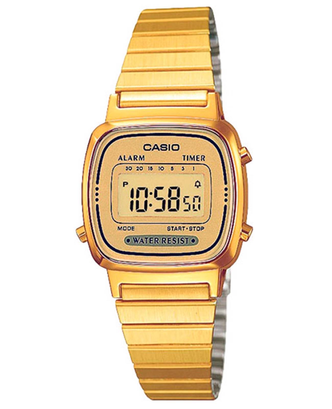 Casio Casio Collection LA670WGA-9  LA670WGA-9 кварцевые женские часы  циферблат, браслет сталь с ip покрытием — вид спереди